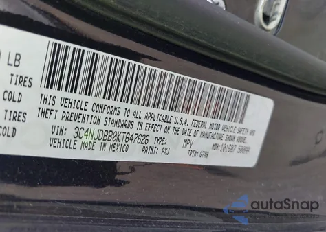 2019 Jeep Compass Altitude 4X4 из США, поврежденный, VIN 3C4NJDBB0KT647626